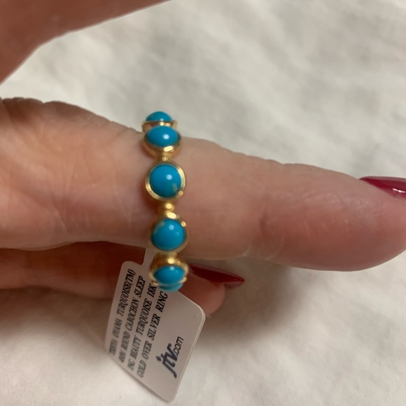 NWT JTV Turquoise 18K Gold Over Silver Ring - Picture 4 of 7